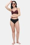 PrettyCat Underwire Lightly Padded T-shirt Bra With Sexy Trim Lace - Dark Brown — thumbnail 4